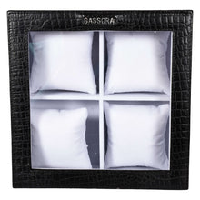 Load image into Gallery viewer, Sassora Genuine Leather Watch Case – Box Shape, 4 Slots, Unisex Travel Organizer