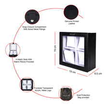 Load image into Gallery viewer, Sassora Genuine Leather Watch Case – Box Shape, 4 Slots, Unisex Travel Organizer