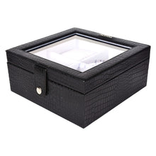 Load image into Gallery viewer, Sassora Genuine Leather Watch Case – Box Shape, 4 Slots, Unisex Travel Organizer