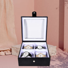 Load image into Gallery viewer, Sassora Genuine Leather Watch Case – Box Shape, 4 Slots, Unisex Travel Organizer