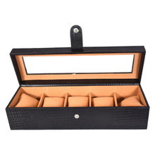 Load image into Gallery viewer, Sassora Genuine Leather Watch Case – 5 Slot Box-Shaped Travel Organizer (Unisex)