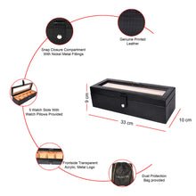 Load image into Gallery viewer, Sassora Genuine Leather Watch Case – 5 Slot Box-Shaped Travel Organizer (Unisex)