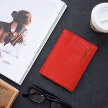 Load image into Gallery viewer, Sassora Genuine Leather Unisex Red RFID Business Card Holder