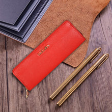 Load image into Gallery viewer, Sassora Genuine Leather Red Unisex Pen & Pencil Case