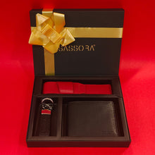 Load image into Gallery viewer, Sassora Genuine Premium Leather Men's Wallet, Keychain and Pencase Valentine's Combo Set (for him)