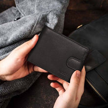 Load image into Gallery viewer, Sassora Genuine Leather Medium Black RFID Protected Gents Wallet