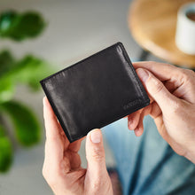 Load image into Gallery viewer, Sassora Genuine Leather Medium Size Black RFID Men's Wallet