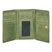 Load image into Gallery viewer, Sassora Women Casual, Travel Green Genuine Leather RFID Wallet