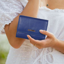 Load image into Gallery viewer, Sassora Genuine Leather Small Blue RFID Protected Women Wallet