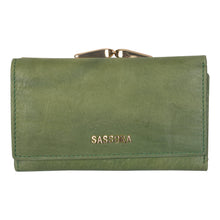 Load image into Gallery viewer, Sassora Women Casual, Travel Green Genuine Leather RFID Wallet