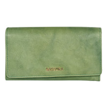 Load image into Gallery viewer, Sassora Genuine Leather Medium Green RFID Women Purse