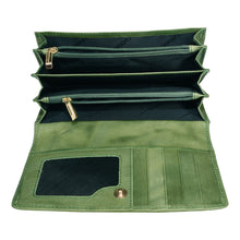 Load image into Gallery viewer, Sassora Genuine Leather Medium Green RFID Women Purse