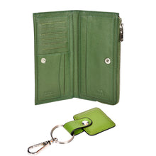Load image into Gallery viewer, Sassora Genuine Leather Green Women's Wallet, Keyring & Rakhi with Roli & Chawal Gift Combo Set