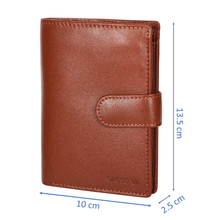 Load image into Gallery viewer, Sassora Genuine Leather Brown RFID Button Closure Men&#39;s Large Notecase
