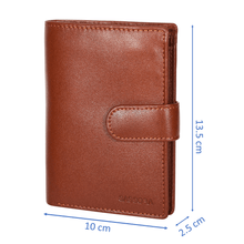 Load image into Gallery viewer, Sassora Genuine Leather Brown RFID Button Closure Men's Large Notecase