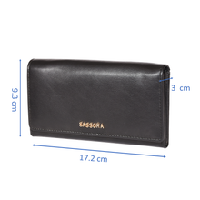 Load image into Gallery viewer, Sassora Genuine Leather Medium Black RFID Protected Women Purse