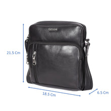 Load image into Gallery viewer, Sassora Premium Leather Small Black Unisex Sling Bag
