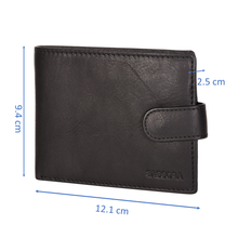 Load image into Gallery viewer, Sassora Genuine Leather Medium Black RFID Protected Men's Wallet