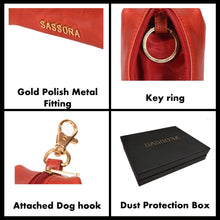 Load image into Gallery viewer, Sassora Genuine Premium Leather Small Unisex Red Key Case