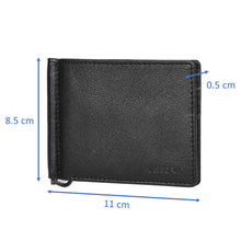 Load image into Gallery viewer, Sassora Genuine Leather Unisex Black Small Bi-Fold Money Clip