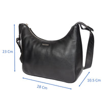 Load image into Gallery viewer, Sassora Genuine Premium Leather Black Medium Women Hobo Bag