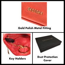 Load image into Gallery viewer, Sassora Genuine Leather Medium Red Key Case For Men and Women