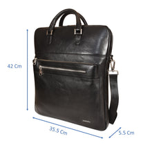 Load image into Gallery viewer, Sassora Genuine Leather Black Men's Large Messenger Bag – Sophisticated Utility for Professionals