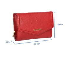 Load image into Gallery viewer, Sassora Premium Leather RFID Snap Closure Ladies Red Wallet
