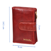 Load image into Gallery viewer, Sassora Genuine Leather Medium Red RFID Protected Women Wallet