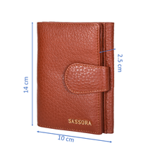 Load image into Gallery viewer, Sassora Genuine Leather Medium Brown RFID Wallet For Girls
