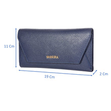 Load image into Gallery viewer, Sassora Premium Leather Navy Blue Large Ladies RFID Wallet