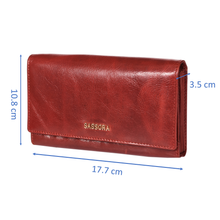 Load image into Gallery viewer, Sassora Women Casual, Ethnic, Travel, Trendy Red Genuine Leather RFID Wallet