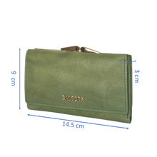 Load image into Gallery viewer, Sassora Women Casual, Travel Green Genuine Leather RFID Wallet
