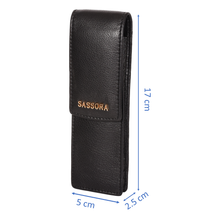 Load image into Gallery viewer, Sassora 100% Genuine Leather Black Pen Holder Case
