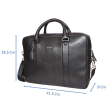 Load image into Gallery viewer, Sassora Genuine Leather Black Large Laptop Messenger Bag