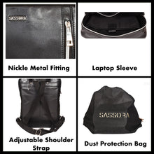Load image into Gallery viewer, Sassora Genuine Premium Leather Black Unisex Medium Size Backpack