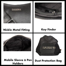 Load image into Gallery viewer, Sassora Genuine Premium Leather Black Medium Women Hobo Bag
