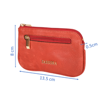 Load image into Gallery viewer, Sassora Genuine Leather Medium Red Key Case For Men and Women