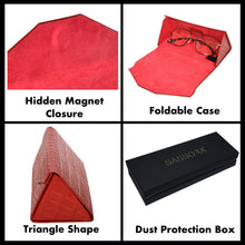 Load image into Gallery viewer, Sassora Genuine Leather Red Unisex Foldable Spectacle Case

