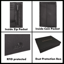 Load image into Gallery viewer, Sassora Genuine Leather Black RFID Protected Large Notecase