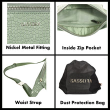 Load image into Gallery viewer, Sassora Genuine Leather Olive Green Unisex Medium Fanny Pack