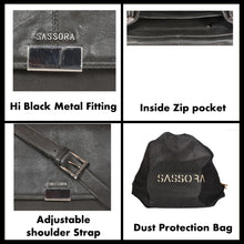 Load image into Gallery viewer, Sassora Genuine Leather Medium Black Classic Women Sling Bag