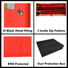 Load image into Gallery viewer, Sassora Genuine Premium Leather Women Red RFID Protected Purse
