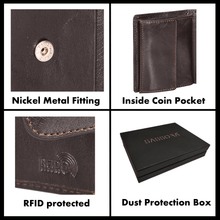 Load image into Gallery viewer, Sassora Genuine Leather Dark Brown RFID Protected Small Notecase