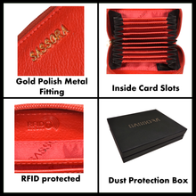 Load image into Gallery viewer, Sassora Genuine Leather Unisex Red RFID Business Card Holder