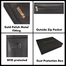 Load image into Gallery viewer, Sassora Genuine Leather Medium Black RFID Protected Women Purse