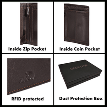 Load image into Gallery viewer, Sassora Genuine Leather Dark Brown RFID Protected Large Notecase
