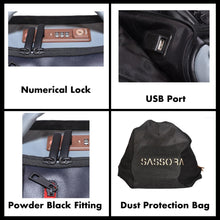 Load image into Gallery viewer, Sassora Genuine Leather Black Grey Navy men's Large Backpack with TSA Lock