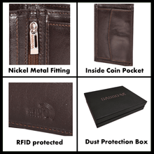 Load image into Gallery viewer, Sassora Genuine Leather Dark Brown RFID Protected Large Notecase
