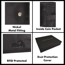 Load image into Gallery viewer, Sassora Genuine Leather Black RFID Large Notecase (12 Card Slots)
